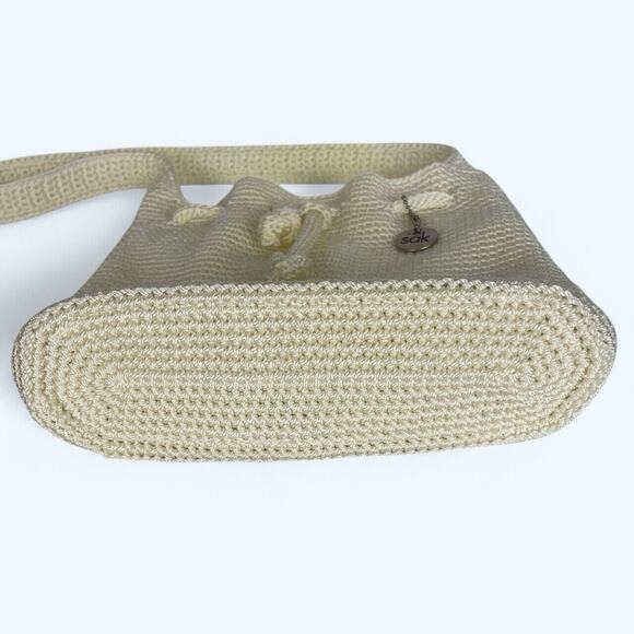 THE SAK Beige Crochet Knit Hobo strap Zip Pocket Purse Bag Handbag - Picture 3 of 7